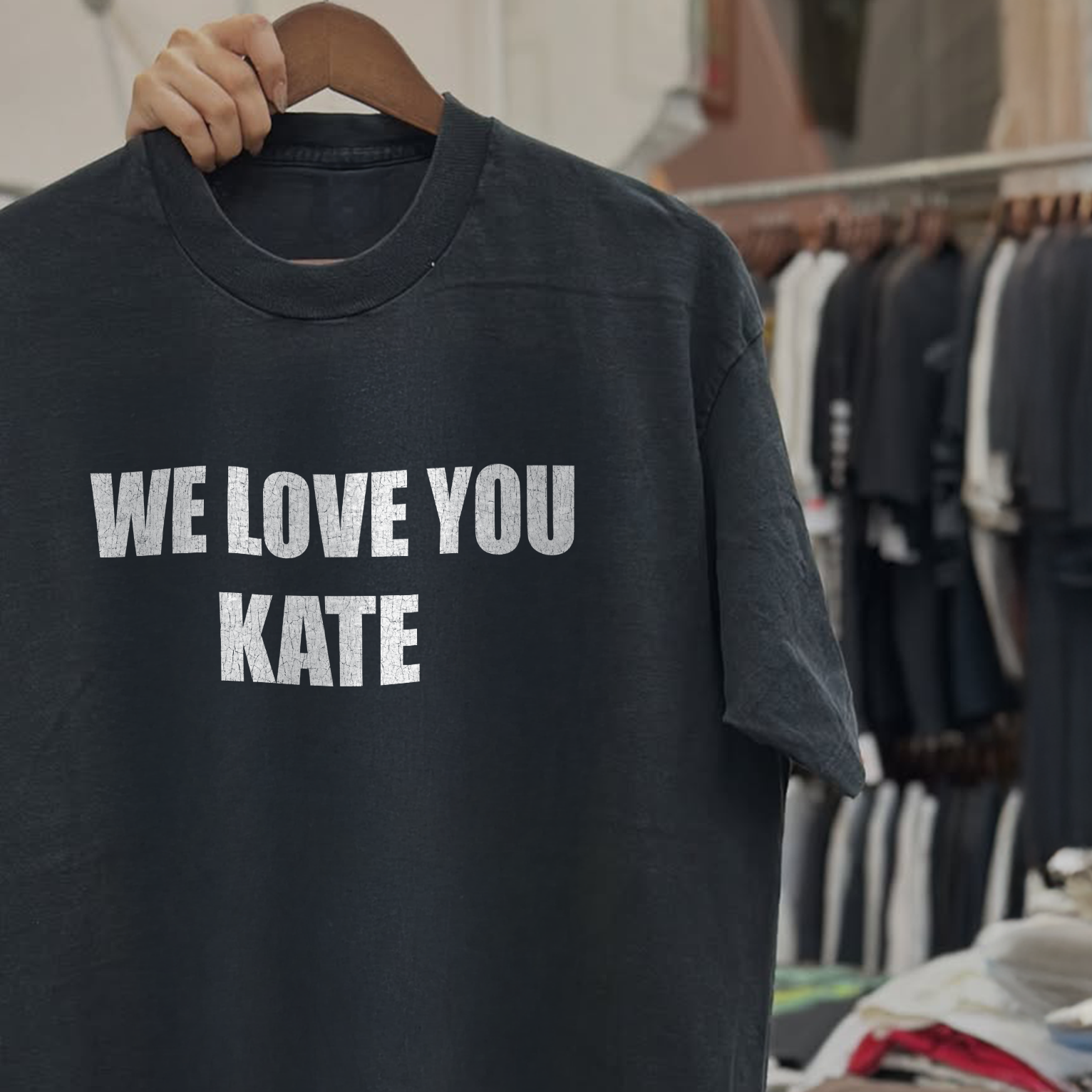 WE LOVE YOU KATE ALEXANDER MCQUEEN KATE MOSS LIMITED BLACK T-SHIRT