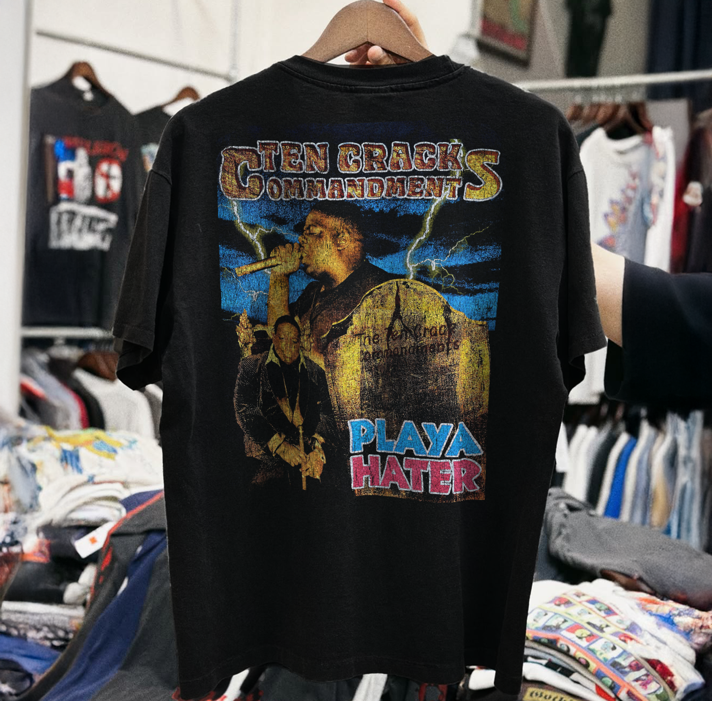 NOTORIOUS B.I.G KING OF NEW YORK 10 CRACK COMMANDMENTS 90s ENERGY RAP TEE