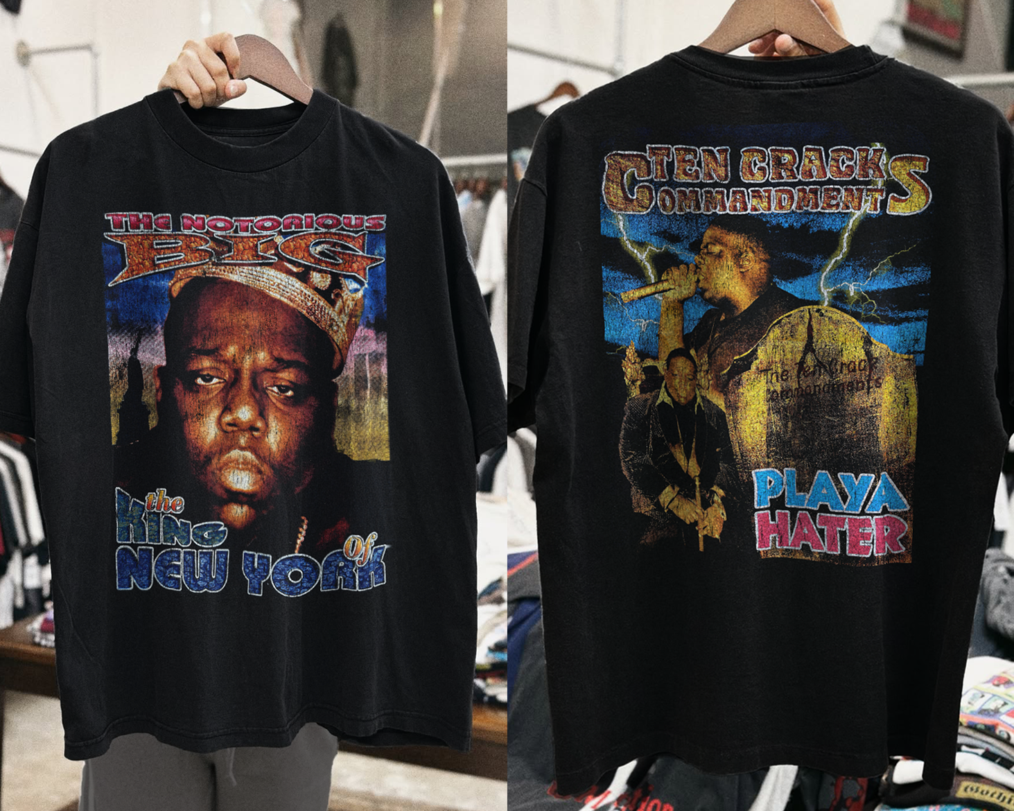 NOTORIOUS B.I.G KING OF NEW YORK 10 CRACK COMMANDMENTS 90s ENERGY RAP TEE