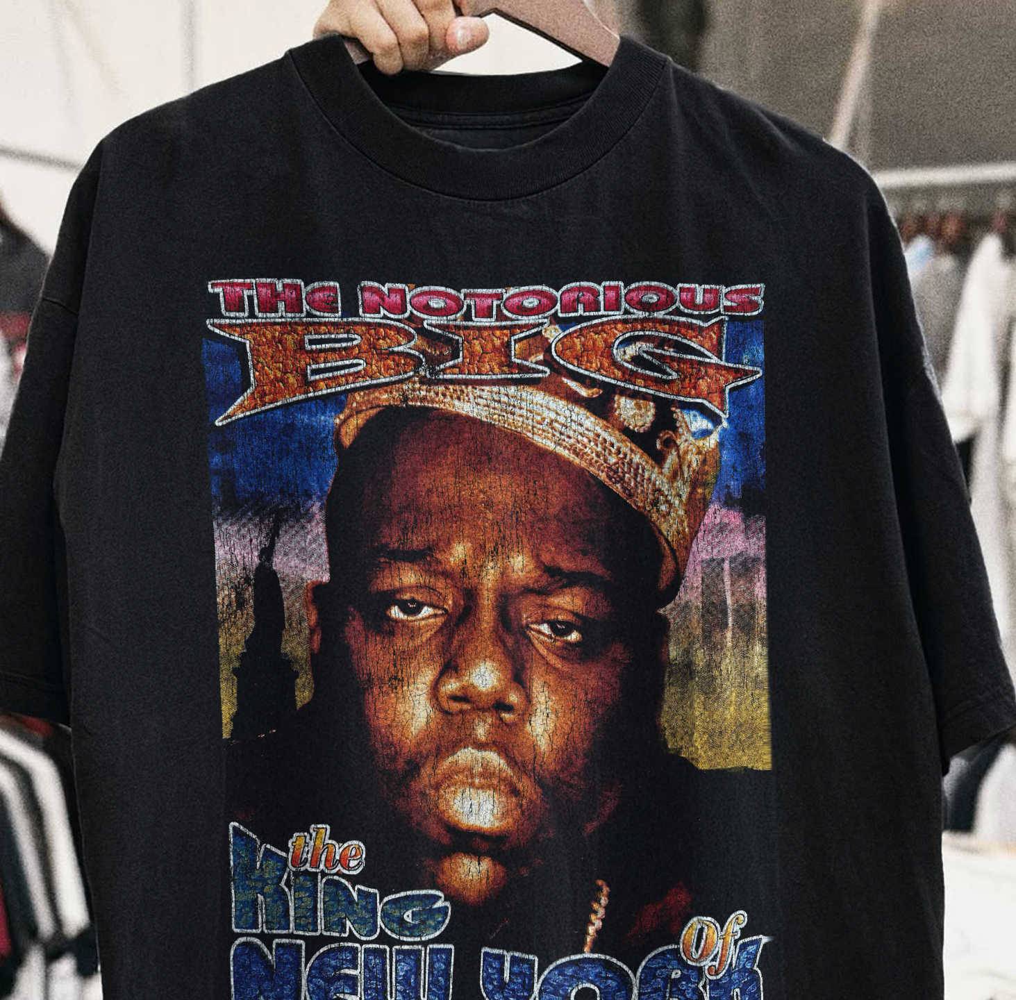 NOTORIOUS B.I.G KING OF NEW YORK 10 CRACK COMMANDMENTS 90s ENERGY RAP TEE