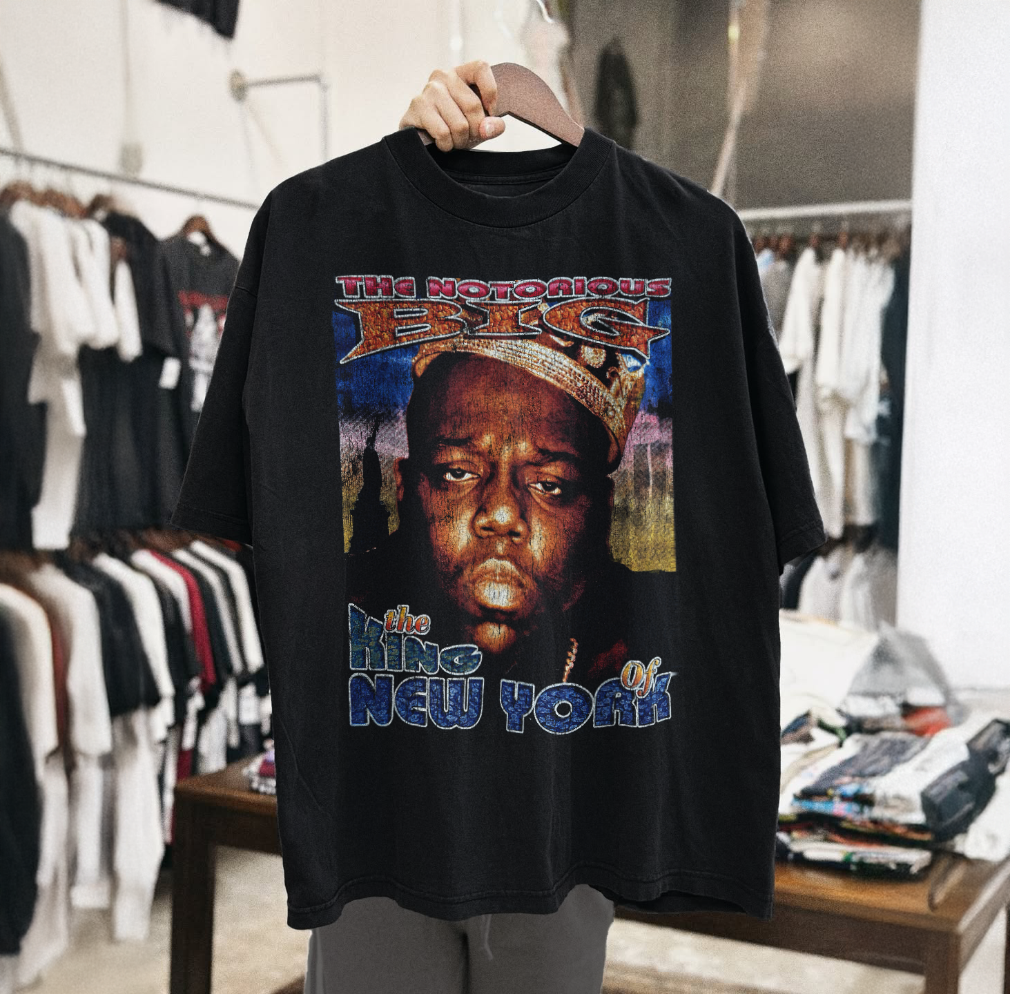 NOTORIOUS B.I.G KING OF NEW YORK 10 CRACK COMMANDMENTS 90s ENERGY RAP TEE