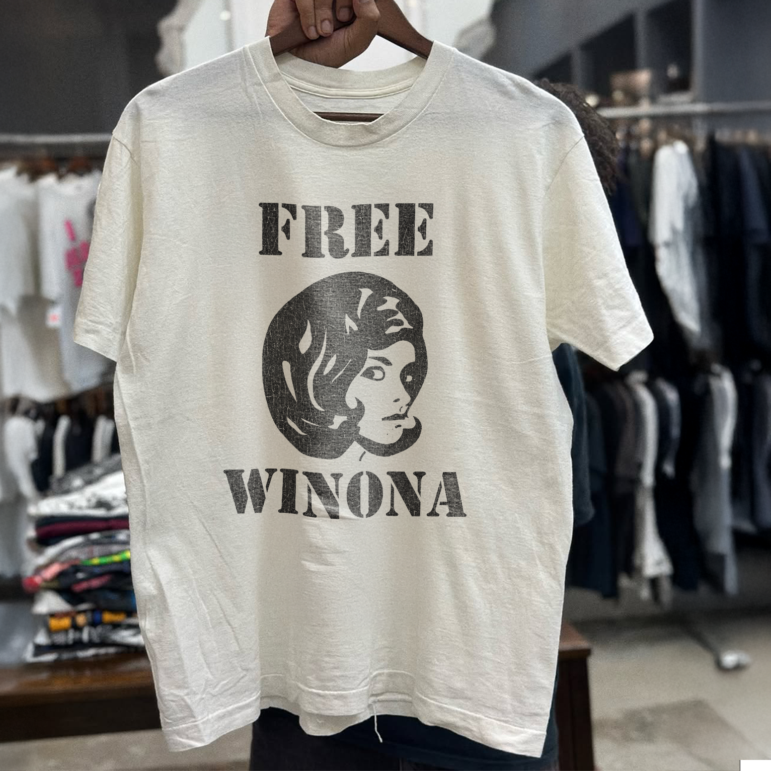 FREE WINONA *90s ENERGY* WINONA RYDER WHITE T-SHIRT
