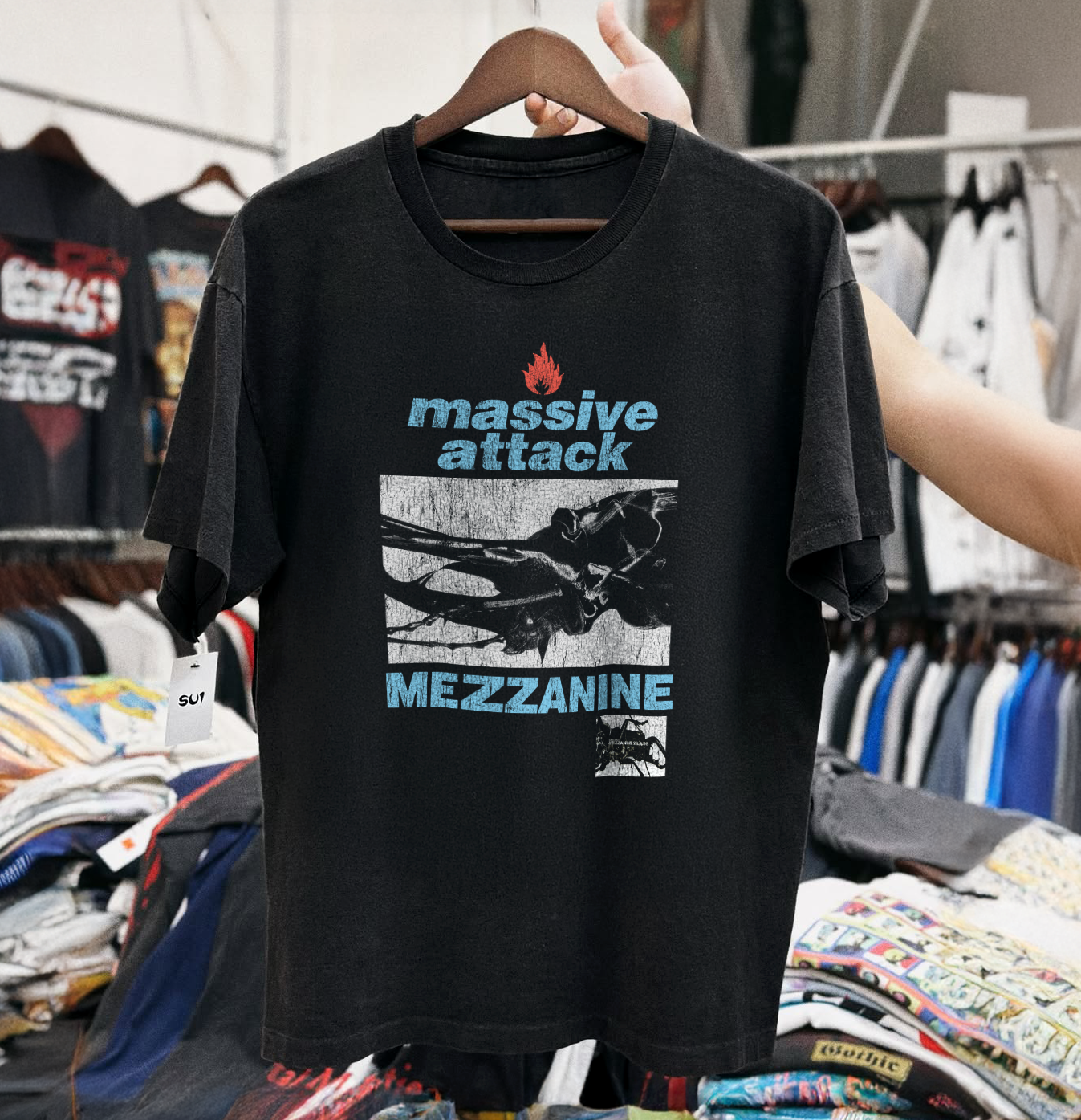 1998 MEZZANINE MASSIVE ATTACK TOUR VINTAGE PRINT REPO BLACK T-SHIRT