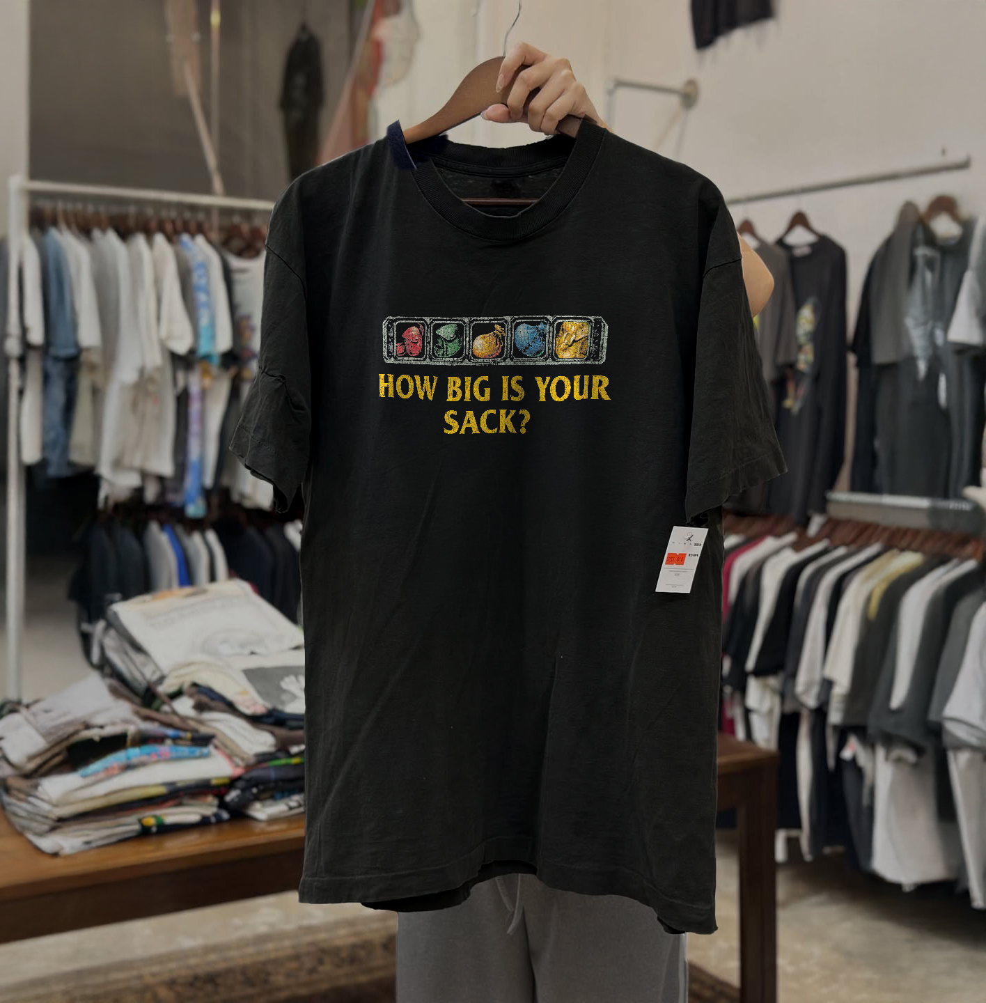 WOW HOW BIG IS YOUR SACK BOOTED BANGER RARE BLACK T-SHIRT